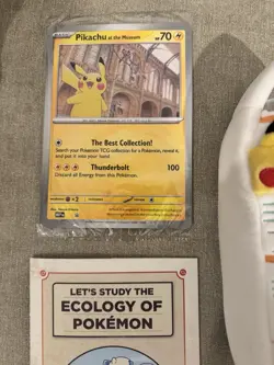 Pokemon x Natural History Museum Pikachu Jumbo Promo Card, Plush & booklet - Image 2