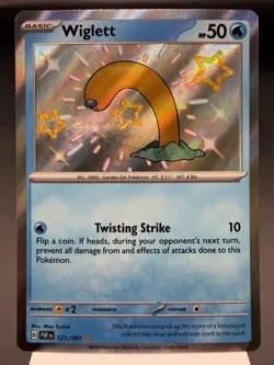 Wiglett 121/091 - Shiny Holo Rare - Paldean Fates Pokemon Card MINT - Image 1