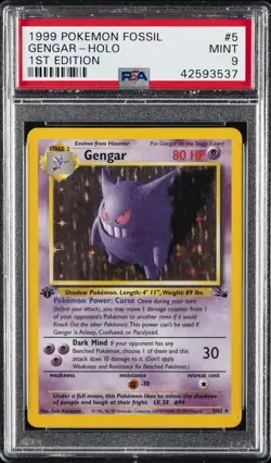 1999 POKEMON FOSSIL 1ST ED #5 GENGAR-HOLO PSA 9 - Image 1