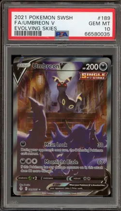 Pokemon Umbreon V Evolving Skies Full Alt Art #189 PSA 10 Gem Mint - Image 1