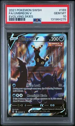 2021 Pokemon Umbreon V Alt Full Art #189 Evolving Skies Rare PSA 10 Gem Mint - Image 1