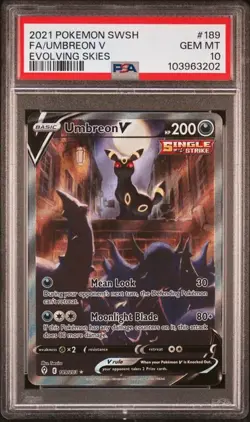 Pokemon Umbreon V Evolving Skies Full Alt Art #189 SWSH 189/203 PSA 10 Gem Mint - Image 1