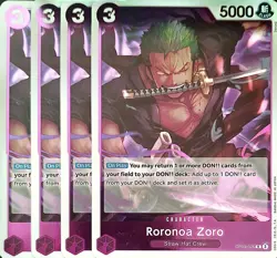 One Piece TCG - 4er Playset - OP09-076 Roronoa Zoro R/EN/NM - Image 1