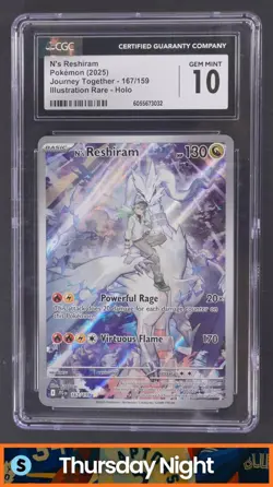 2025 POKEMON SV JOURNEY TOGETHER - JTG EN #167/159 N'S RESHIRAM CGC 10 - Image 1