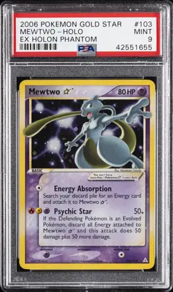 2006 POKEMON EX HOLON PHANTOMS GOLD STAR #103 MEWTWO-HOLO PSA 9 - Image 1