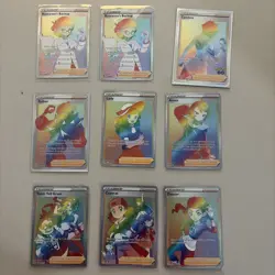 Pokemon TCG Card Collection Lot of 9 rainbow Cards Holos Rare. Lady, Roseanne - Image 1