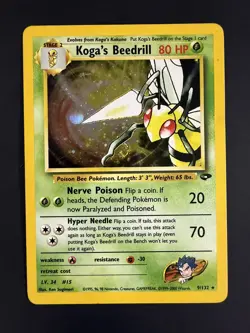 Koga's Beedrill Gym Challenge Holo Rare Card 9/132 - Pokemon Card - Image 1