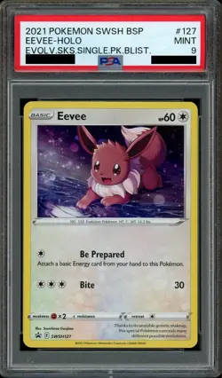 PSA 9 MINT Eevee Black Star Promo Cosmos Holo Pokemon Card SWSH127 - Image 1