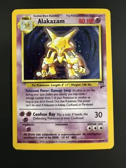 Alakazam 1/130 Base Set 2 Holo Rare Pokemon Card - Image 1