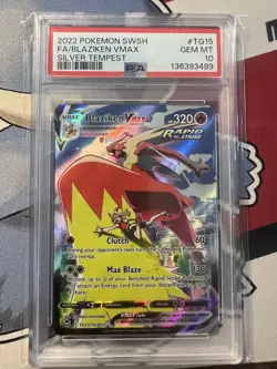 2022 POKEMON SWORD & SHIELD SILVER TEMPEST #TG15 FULL ART/BLAZIKEN VMAX PSA 10 - Image 1