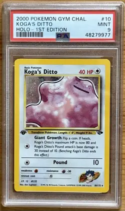 2000 Pokemon Gym Challenge Koga's Ditto 1st Edition Holo #10 PSA 9 Mint - Image 1