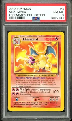 2002 Pokemon Legendary Collection 3 Charizard NON HOLO PSA 8 Near Mint - Image 1