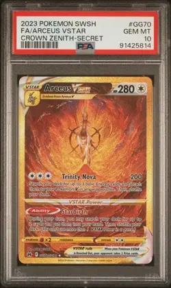 Arceus VSTAR PSA 10 Gold GG70/GG70 Crown Zenith Pokemon Card Full Alt Art Holo - Image 1