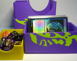 Deck Card Box w/Dice Tray - Holds 100 + Sleeved Cards - Pur/Yel - MTG/Pokemon - Image 2