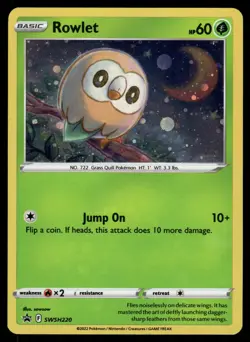 Rowlet (Cosmos Holo) Promo SWSH220 Pokemon Card - Image 1