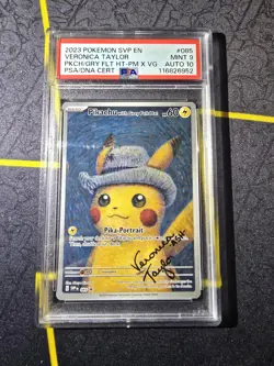 Pikachu With Grey Felt Hat PSA 9 Auto 10 Veronica Taylor Signed - Pokemon - Image 1