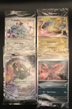 SEALED POKEMON PROMO LOT - Zapdos EB + Yveltal EB + Tornadus ETB + Terapagos HZN - Image 1