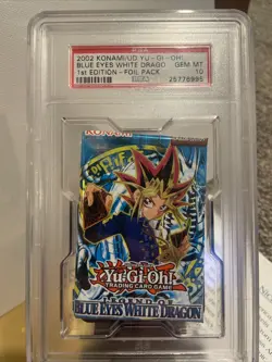 Yu Gi Oh 2002 1st Ed. Blues Eyes White Dragon Booster Pack PSA GEM MINT 10 - Image 1