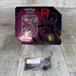 Pokemon TCG Team Rocket Mewtwo Ex Tin 5 Booster Packs + Promo - New Sealed - Image 1