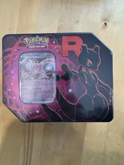 Pokemon TCG Team Rocket Mewtwo Ex Tin 5 Booster Packs + Promo - New Sealed - Image 1