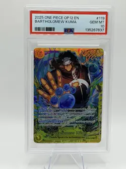 2025 ONE PIECE OP12-LEGACY OF THE MASTER #119 BARTHOLOMEW KUMA PSA 10 - Image 1