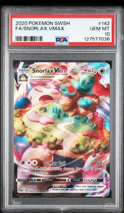 2020 POKEMON SWORD & SHIELD #142 FULL ART/SNORLAX VMAX PSA 10 - Image 1
