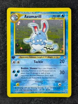 2000 Pokemon AZUMARILL #2/111 Neo Genesis 1st Edition Holo Rare English - Image 1