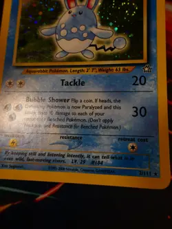 MP (Holo-Bleed) Pokemon AZUMARILL Card NEO GENESIS Set 2/111 Unlimited Rare Play - Image 5
