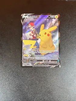Pokemon TCG Pikachu v TG16/TG30 Lost Origin 2022 Full Art Holo Ultra Rare Card - Image 1