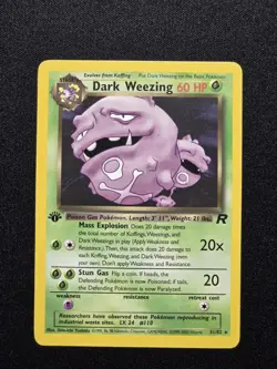 [LP] 1st Ed. Dark Weezing 31/82 Team Rocket Regular Rare Vintage Pokemon Card - Image 1