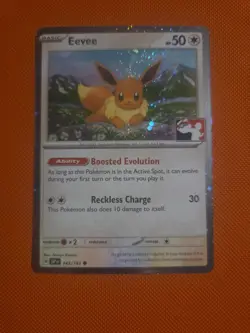 Pokemon TCG Eevee 143/191 Surging Sparks Cosmo Holo Play! Prize Stamp Card - Image 1