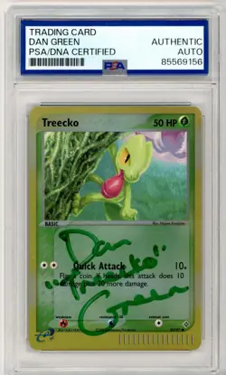 PSA Signed Dan Green Pokemon Trading Card Game Treecko 80/97 Dragon Reverse Holo - Image 1