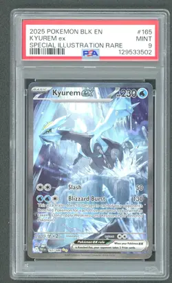 2025 POKEMON BLK EN BLACK BOLT SPECIAL ILLUSTRATION RARE #165 KYUREM EX PSA 9 - Image 1