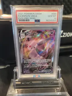 PSA 10 2021 POKEMON SWORD & SHIELD EVOLVING SKIES #065 FA/ESPEON VMAX - Image 1