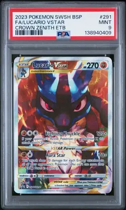 LUCARIO VSTAR 291 PSA 9 MINT BLACK STAR PROMO Pokemon CROWN ZENITH - Image 1