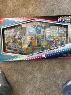 Pokemon Prismatic Evolutions Sams Club Lucario Tyranitar Premium Collection Box - Image 1