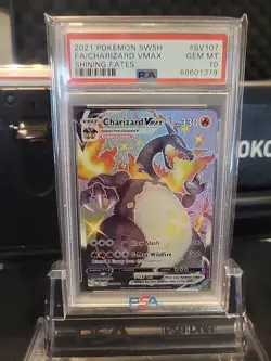 2021 POKEMON SWORD & SHIELD SHINING FATES #SV107 FULL ART/CHARIZARD VMAX PSA 10 - Image 1