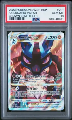 LUCARIO VSTAR 291 PSA 10 GEM MINT BLACK STAR PROMO Pokemon CROWN ZENITH - Image 1