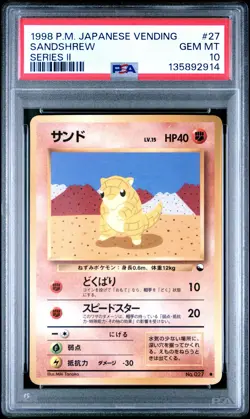1998 POKEMON JPN VENDING SER II #27 SANDSHREW PSA 10 - Image 1