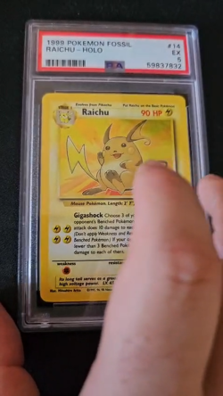 Pokemon Card Fossil Set Holo Raichu 14/62 WOTC 1999 PSA 5 TCG - Image 2