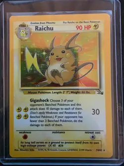 1999 Pokemon WOTC Raichu 14/62 Fossil Holo Regular - Image 1