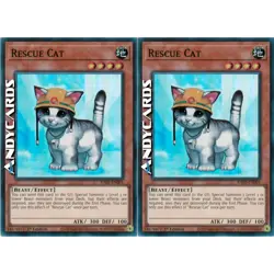 2x RESCUE CAT • (Gatto Da Soccorso) • Super R SP • RA02 EN001 • 1Ed • Yugioh! - Image 1
