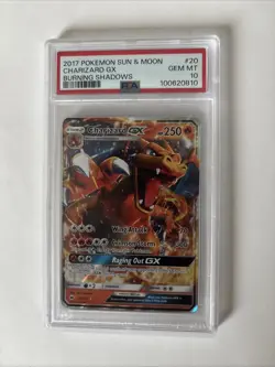 2017 Pokemon Sun & Moon Burning Shadows Charizard GX #20/147 PSA 10 Gem Mint - Image 1