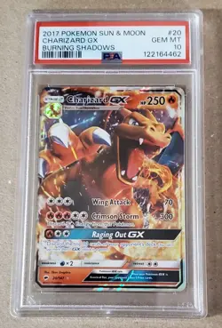 CHARIZARD GX 20/147 HOLO 2017 POKEMON SUN & MOON BURNING SHADOWS PSA 10 GEM MINT - Image 1