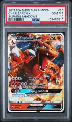 2017 Pokemon Sun & Moon Burning Shadows Charizard GX 20/147 PSA 10 Gem Mint - Image 1