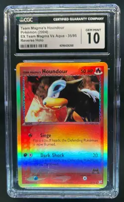 2004 Pokemon EX Team Magma vs Aqua Magma's Houndour Reverse Holo #35/95 CGC 10 - Image 1