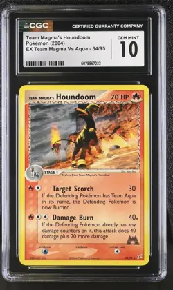 Pokemon 2004 Team Magma's Houndoom EX Team Magma Vs Aqua 34/95 CGC 10 - Image 1