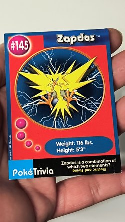 Vintage Zapdos Poke Trivia BK Mewtwo Strikes Back Burger King Pokemon Movie Card - Image 2