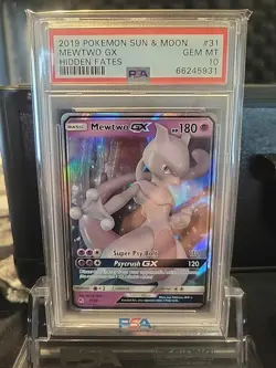 2019 POKEMON HIDDEN FATES MEWTWO GX #31 PSA 10 GEM MINT 31/68 - Image 1