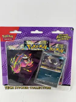 Pokemon Ascended Heroes 3 Pack Tech Sticker Collection Gastly New Sealed - Image 1